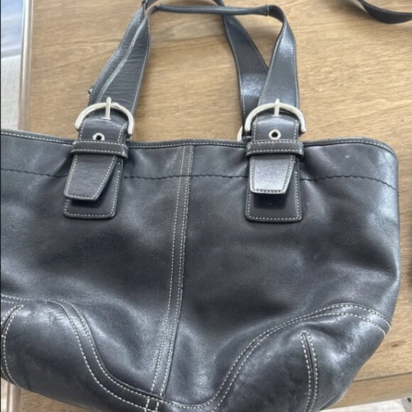 Vintage Coach Black Leather Soho Handbag Shoulder Purse D05D-9544 - Picture 2 of 7